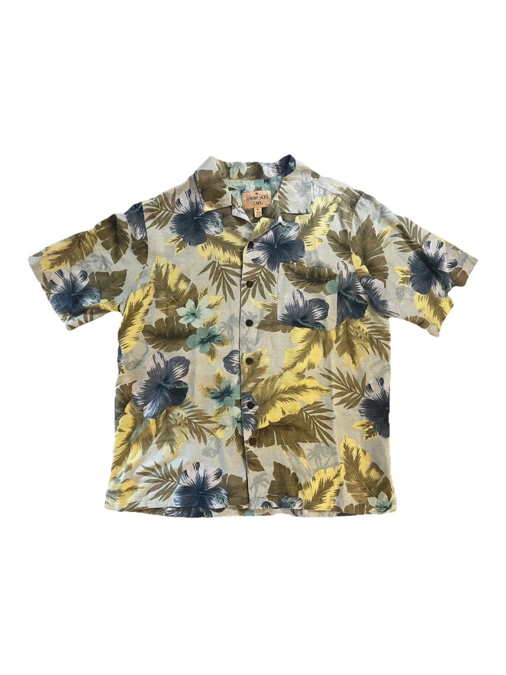 100% Silk Havana Jack's Cafe Men’s M Floral Hawaiian Button-Up Shirt Pockets